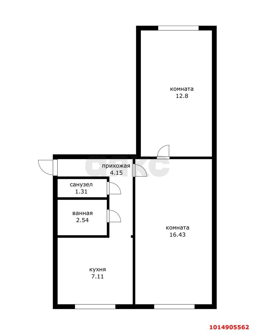 Фото №6: 2-комнатная квартира 44 м² - Краснодар, Отделение № 1 совхоза Солнечный, 45