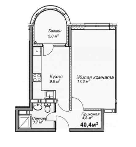 Фото №13: 1-комнатная квартира 40 м² - Анапа, жилой комплекс Кавказ, ул. Верхняя дорога, 151к4