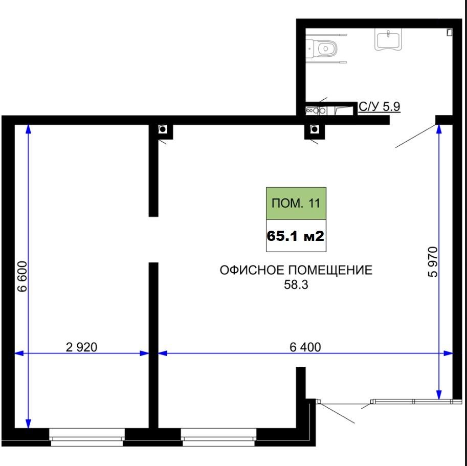 Фото №3: Коммерция 65 м² - Краснодар, Прикубанский внутригородской округ, мкр. жилой комплекс Дыхание, ул. Лётчика Позднякова, 2к22