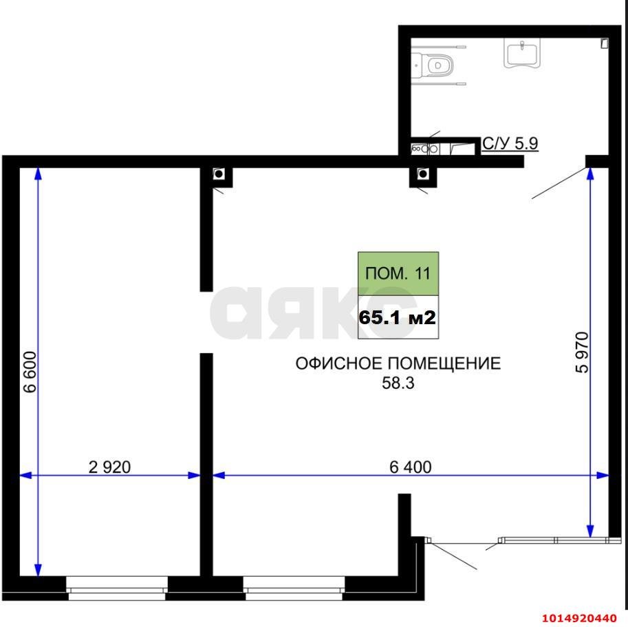 Фото №3: Торговое помещение 66 м² - Краснодар, жилой комплекс Дыхание, ул. Лётчика Позднякова, 2к22