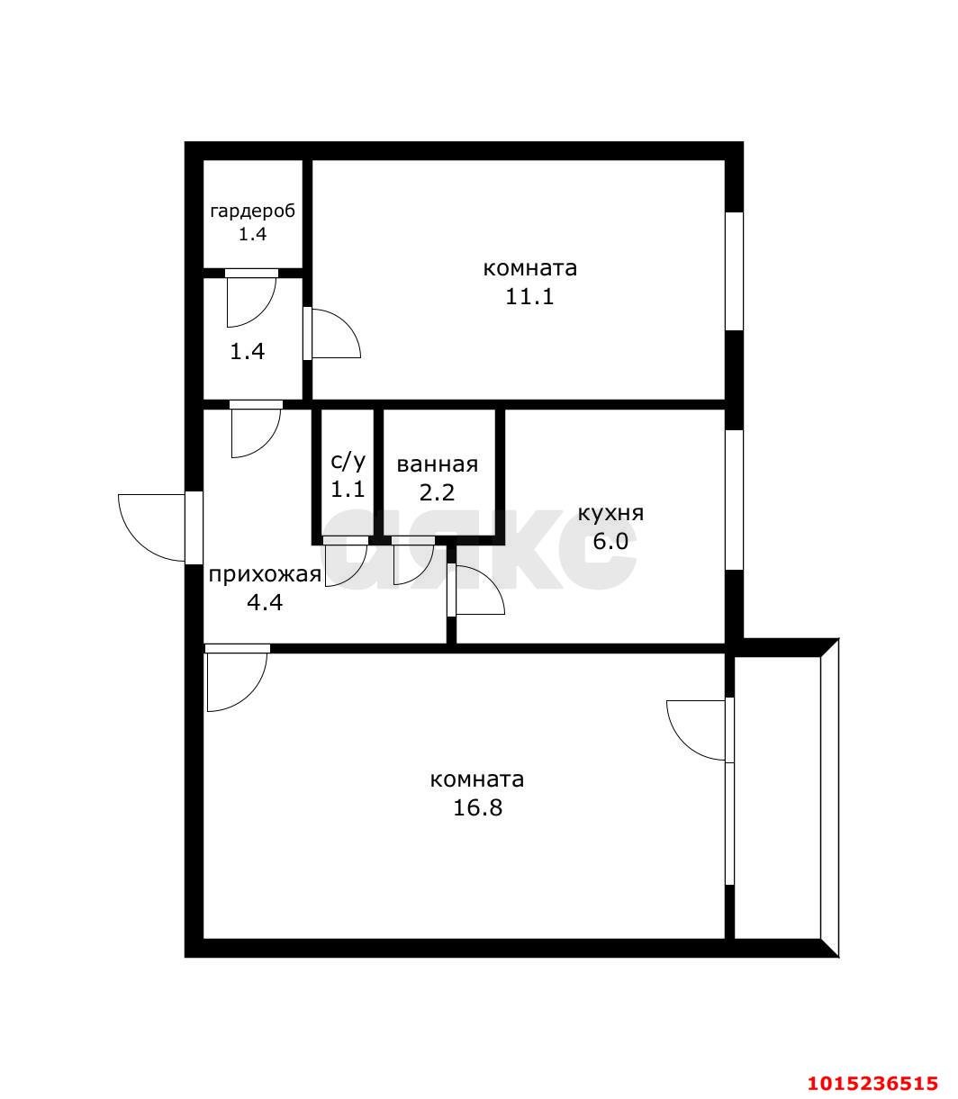 Фото №7: 2-комнатная квартира 44 м² - Краснодар, ул. Фёдора Лузана, 19