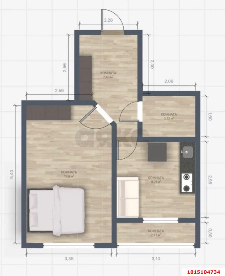 Фото №10: 1-комнатная квартира 38 м² - Краснодар, жилой комплекс Поющие Фонтаны, ул. имени Невкипелого, 10