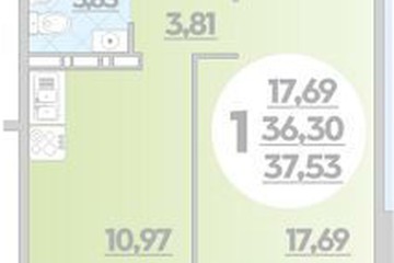 Фото №1: 1-комнатная квартира 37 м² - Крымск, мкр. Надежда, 