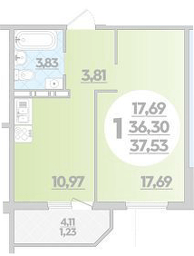 Фото №1: 1-комнатная квартира 37 м² - Крымск, мкр. Надежда