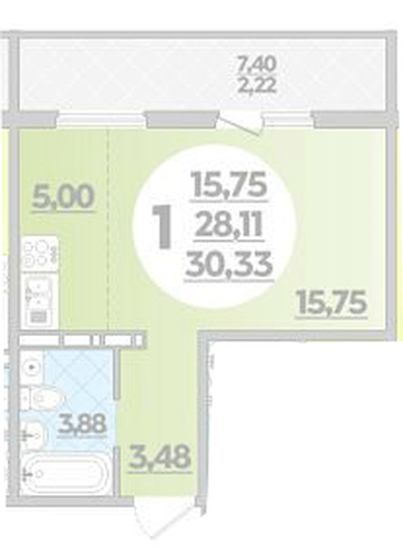 Фото №1: Студия 30 м² - Крымск, мкр. Надежда