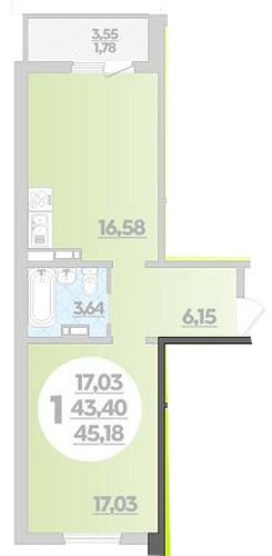 Фото №1: 1-комнатная квартира 45 м² - Крымск, мкр. Надежда