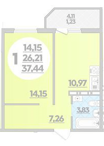 Фото №1: 1-комнатная квартира 37 м² - Крымск, мкр. Надежда