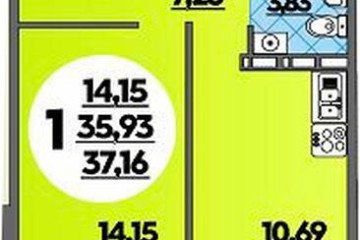 Фото №1: 1-комнатная квартира 37 м² - Крымск, мкр. Надежда, 