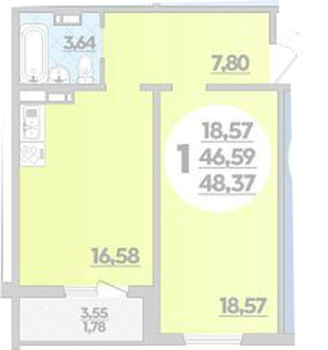 Фото №1: 1-комнатная квартира 48 м² - Крымск, мкр. Надежда