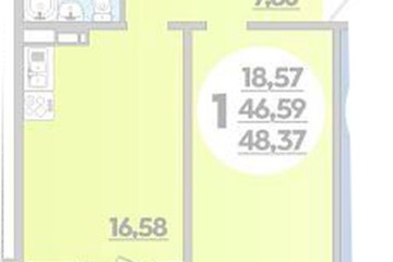 Фото №1: 1-комнатная квартира 48 м² - Крымск, мкр. Надежда, 