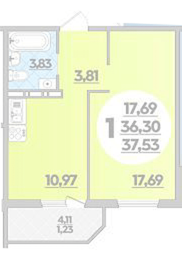 Фото №1: 1-комнатная квартира 37 м² - Крымск, мкр. Надежда