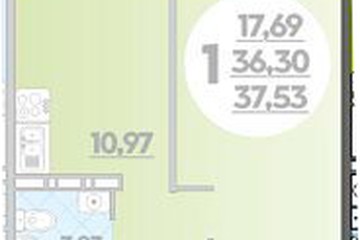 Фото №1: 1-комнатная квартира 37 м² - Крымск, мкр. Надежда, 