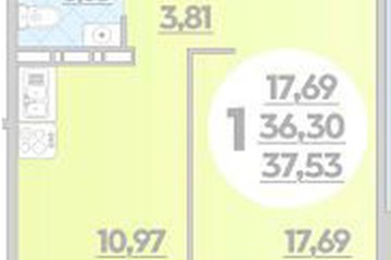Фото №1: 1-комнатная квартира 37 м² - Крымск, мкр. Надежда, 