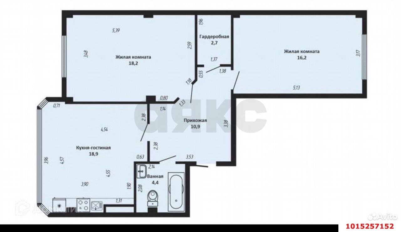 Фото №7: 2-комнатная квартира 69 м² - Яблоновский, ул. Космическая, 88/2к1