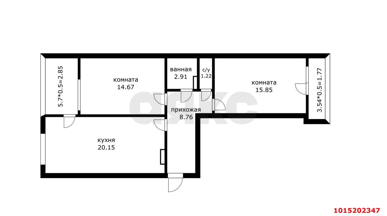 Фото №6: 2-комнатная квартира 62 м² - Краснодар, Прикубанский внутригородской округ, квартал Доброта, мкр. Любимово, 16