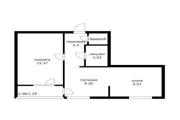 Фото №2: 2-комнатная квартира 43 м² - Берёзовый, мкр. жилой комплекс Молодёжный-2, ул. имени Профессора Малигонова, 38А