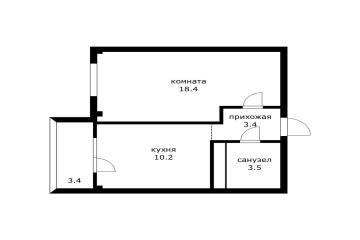 Фото №5: 1-комнатная квартира 35 м² - Краснодар, мкр. Прикубанский внутригородской округ, ул. Калужская, 20