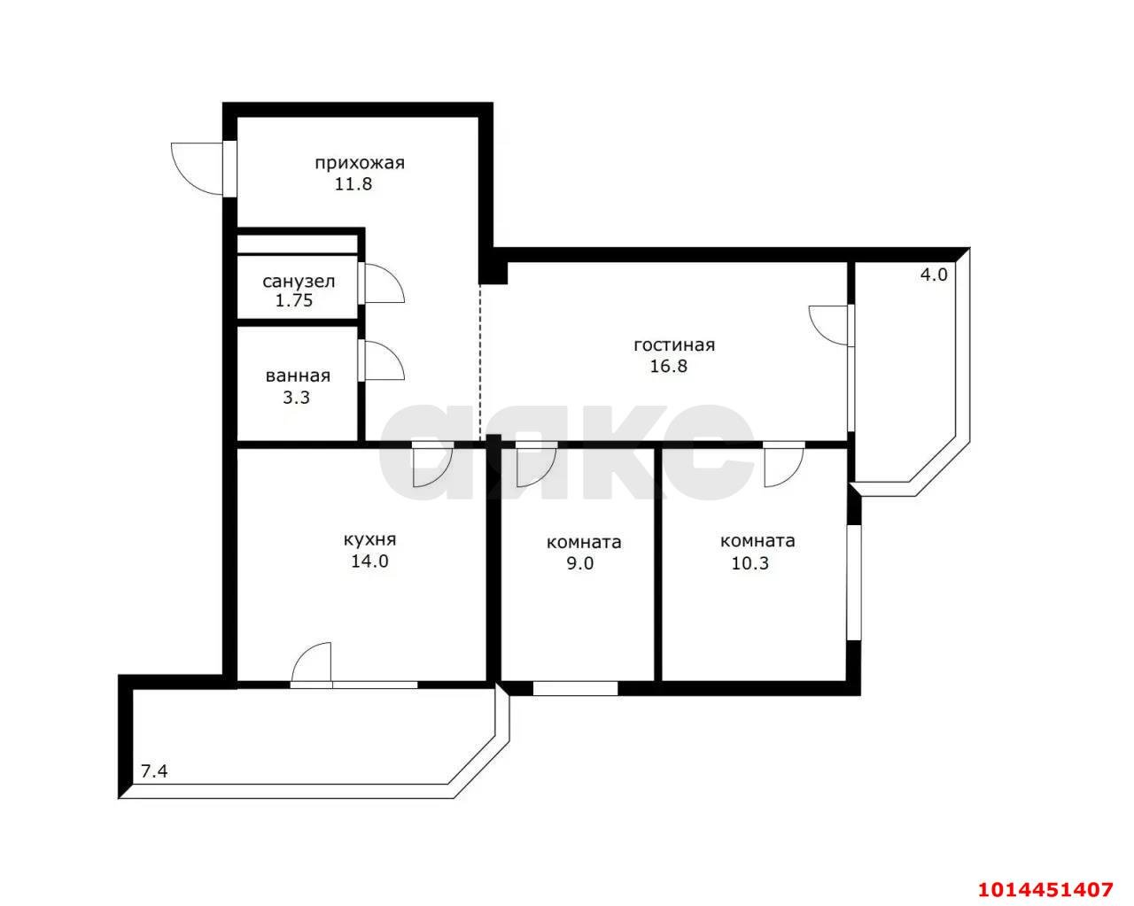 Фото №15: 3-комнатная квартира 78 м² - Краснодар, Восточно-Кругликовский, ул. Восточно-Кругликовская, 64