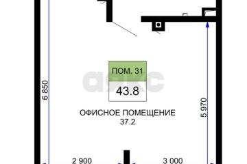 Фото №4: Коммерция 43 м² - Краснодар, мкр. жилой комплекс Дыхание, ул. Лётчика Позднякова, 2к25