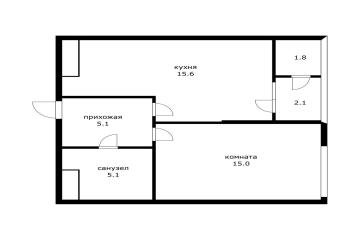 Фото №2: 1-комнатная квартира 42 м² - Краснодар, мкр. Школьный, ул. Школьная, 1