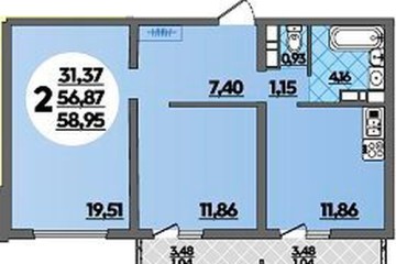 Фото №1: 2-комнатная квартира 58 м² - Майкоп, ул. Михайлова, 7