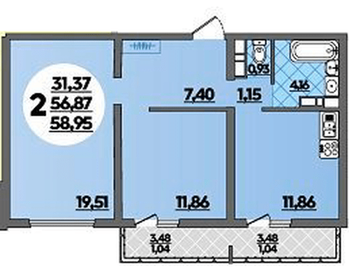 Фото №1: 2-комнатная квартира 58 м² - Майкоп, ул. Михайлова, 7
