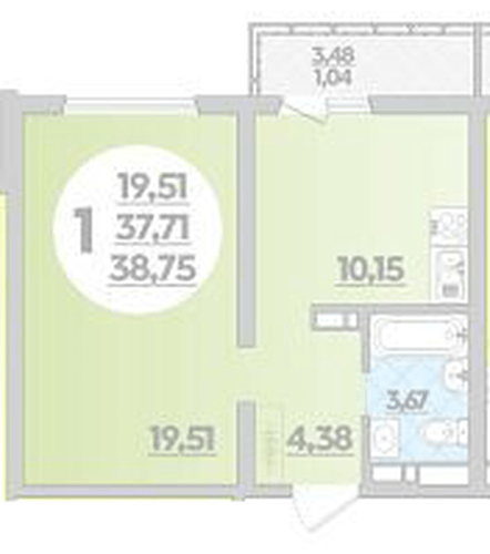 Фото №1: 1-комнатная квартира 38 м² - Майкоп, ул. Михайлова, 7