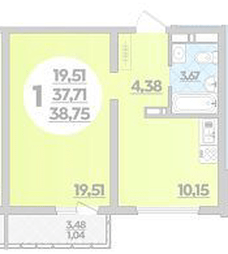 Фото №1: 1-комнатная квартира 38 м² - Майкоп, ул. Михайлова, 7