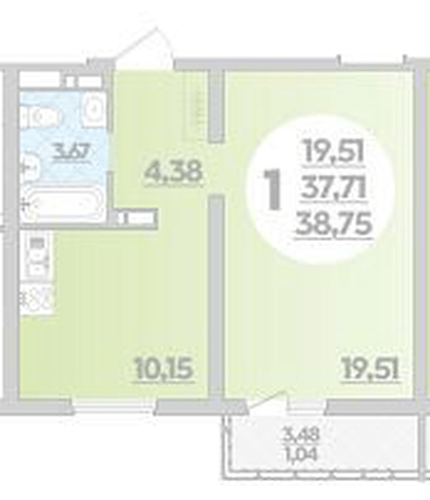Фото №1: 1-комнатная квартира 38 м² - Майкоп, ул. Михайлова, 7