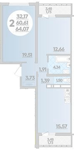 Фото №1: 2-комнатная квартира 64 м² - Майкоп, ул. Михайлова, 7