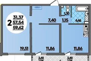 Фото №1: 2-комнатная квартира 59 м² - Майкоп, ул. Михайлова, 7