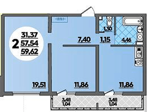 Фото №1: 2-комнатная квартира 59 м² - Майкоп, ул. Михайлова, 7