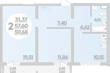 Фото №1: 2-комнатная квартира 59 м² - Майкоп, ул. Михайлова, 7