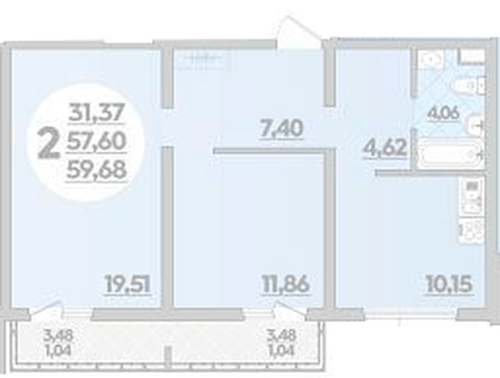 Фото №1: 2-комнатная квартира 59 м² - Майкоп, ул. Михайлова, 7