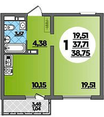 Фото №1: 1-комнатная квартира 38 м² - Майкоп, ул. Михайлова, 7