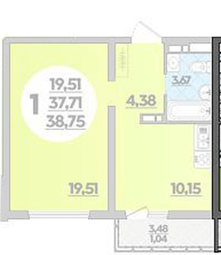 Фото №1: 1-комнатная квартира 38 м² - Майкоп, ул. Михайлова, 7