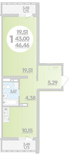 Фото №1: 1-комнатная квартира 46 м² - Майкоп, ул. Михайлова, 7