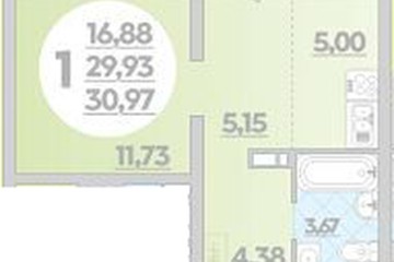 Фото №1: 1-комнатная квартира 30 м² - Майкоп, ул. Михайлова, 7