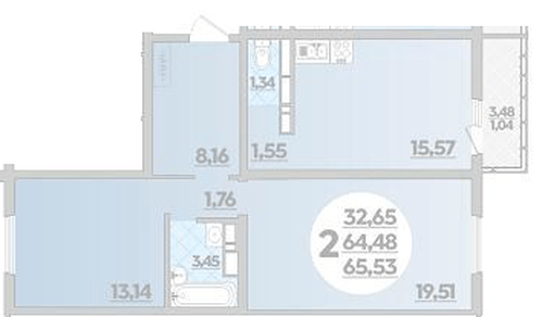 Фото №1: 2-комнатная квартира 65 м² - Майкоп, ул. Михайлова, 7