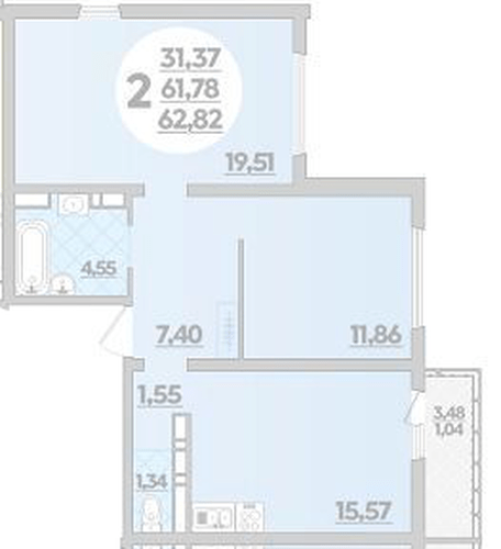 Фото №1: 2-комнатная квартира 62 м² - Майкоп, ул. Михайлова, 7