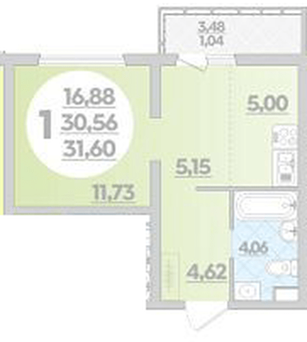 Фото №1: 1-комнатная квартира 31 м² - Майкоп, ул. Михайлова, 7