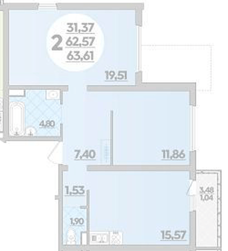 Фото №1: 2-комнатная квартира 63 м² - Майкоп, ул. Михайлова, 7