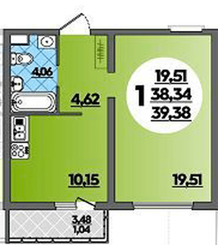Фото №1: 1-комнатная квартира 39 м² - Майкоп, ул. Михайлова, 7