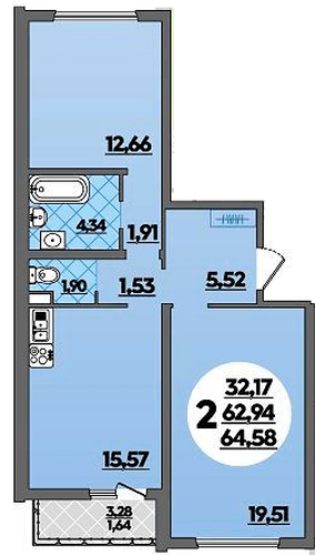 Фото №1: 2-комнатная квартира 64 м² - Майкоп, ул. Михайлова, 7