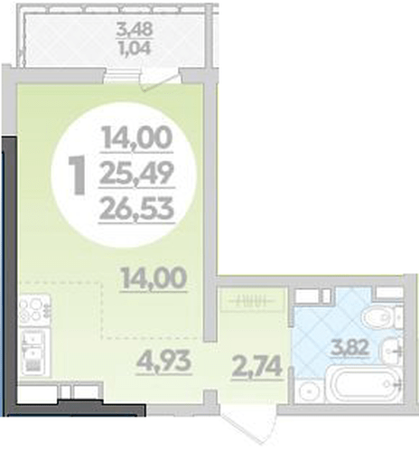 Фото №1: Студия 26 м² - Майкоп, ул. Михайлова, 7