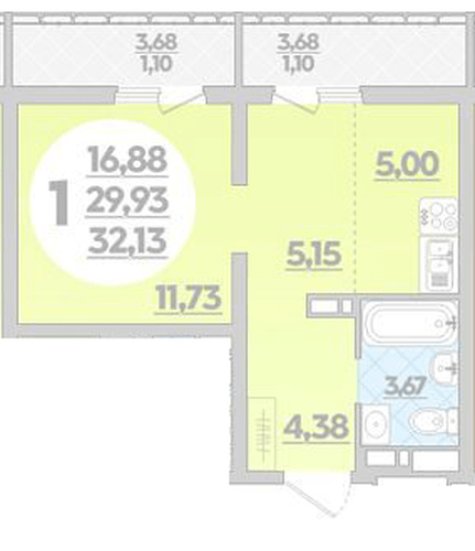 Фото №1: 1-комнатная квартира 32 м² - Майкоп, ул. Михайлова, 7
