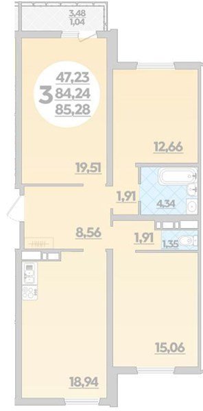Фото №1: 3-комнатная квартира 85 м² - Майкоп, ул. Михайлова, 7