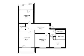 Фото №2: 3-комнатная квартира 77 м² - Краснодар, мкр. Комсомольский, ул. Уральская, 174