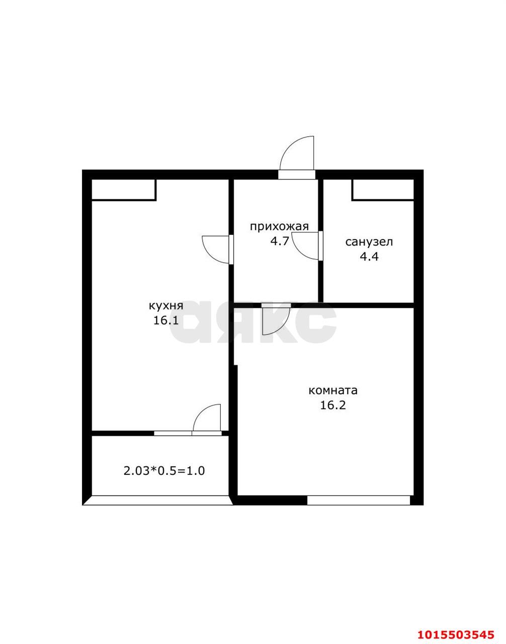 Фото №17: 1-комнатная квартира 43 м² - Краснодар, Школьный, ул. Школьная, 1