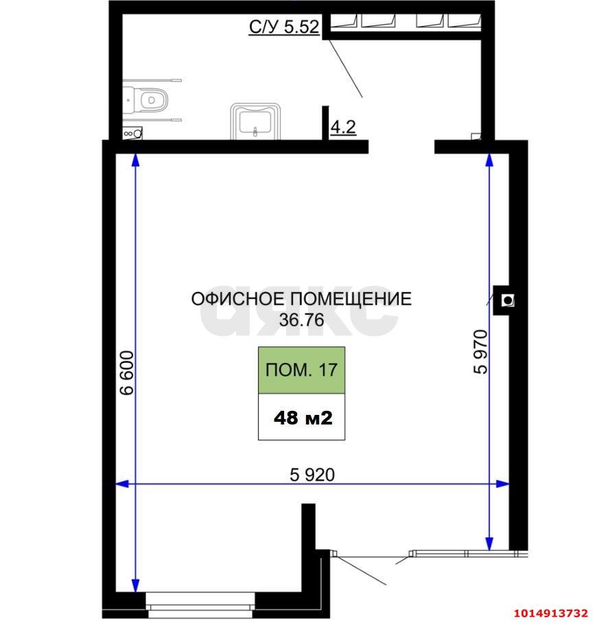 Фото №3: Торговое помещение 48 м² - Краснодар, жилой комплекс Дыхание, ул. Лётчика Позднякова, 2к24